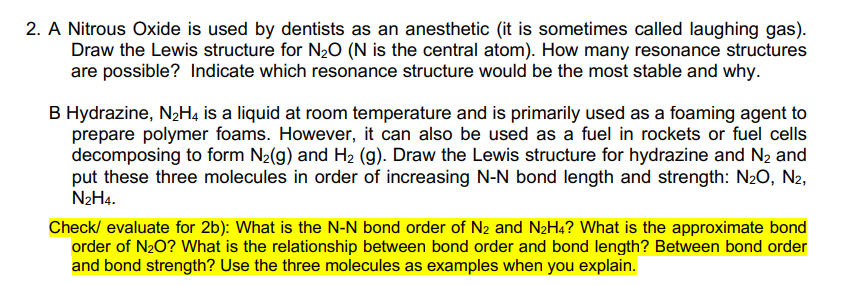 Solved 2. A Nitrous Oxide is used by dentists as an | Chegg.com