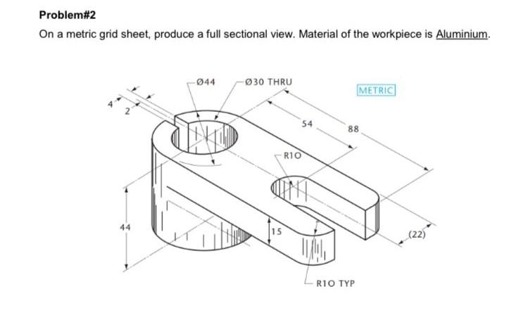 Solved Problem#2 On a metric grid sheet, produce a full | Chegg.com