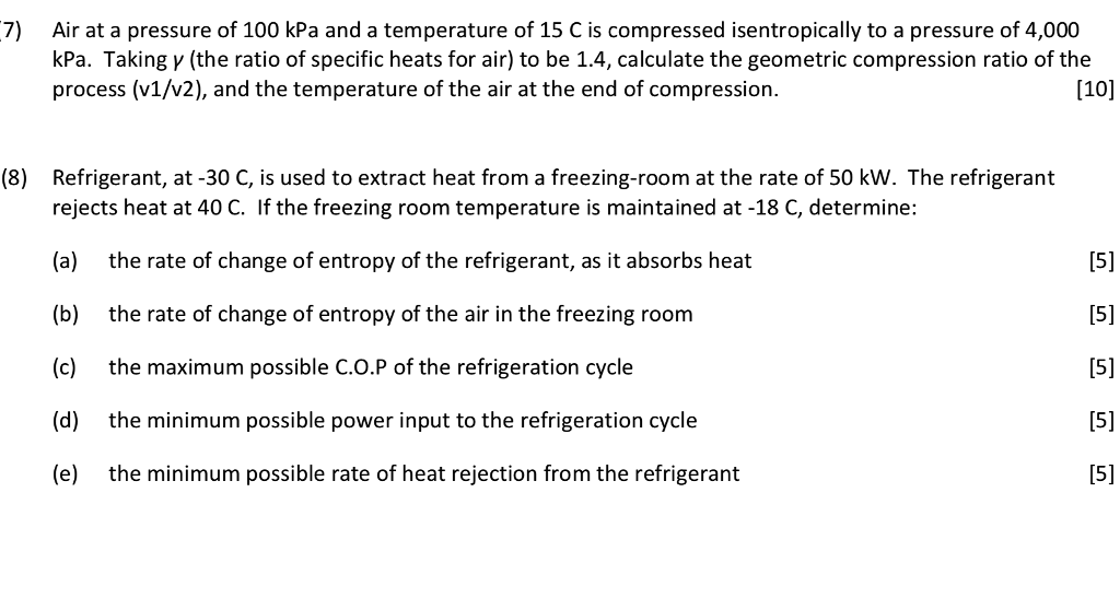 Solved 7) Air at a pressure of 100 kPa and a temperature of | Chegg.com