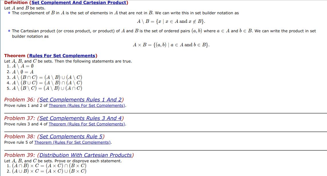 Solved Definition (Set Complement And Cartesian Product) Let | Chegg.com