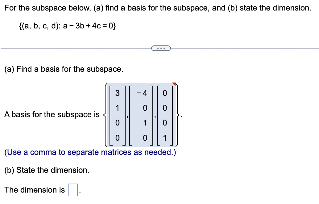 Solved For The Subspace Below, (a) Find A Basis For The | Chegg.com