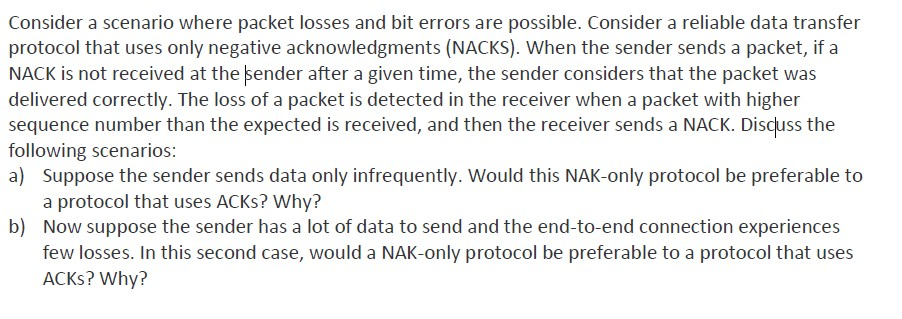 Solved Consider A Scenario Where Packet Losses And Bit | Chegg.com