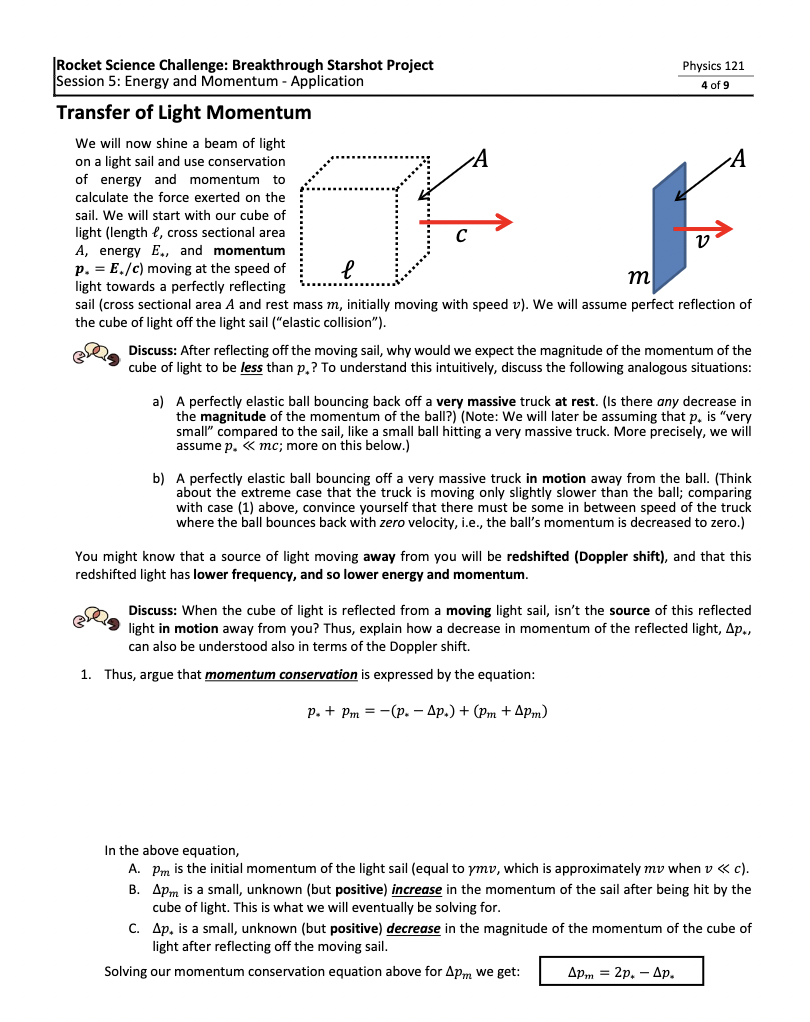 A Rocket Science Challenge Breakthrough Starshot Chegg