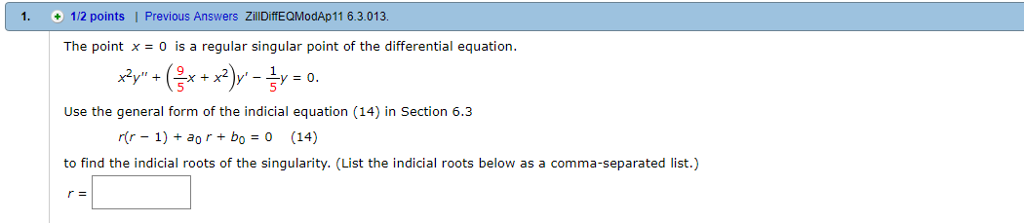 Solved 1 1 2 Points Previous Answers ZillDiffEQModAp11 Chegg