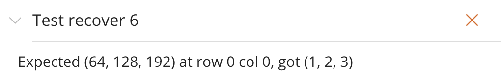 Solved Test recover 1 Expected (128,192,192) at row 0 col 0 | Chegg.com