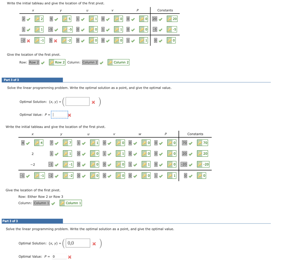 Solved Write the initial tableau and give the location of | Chegg.com