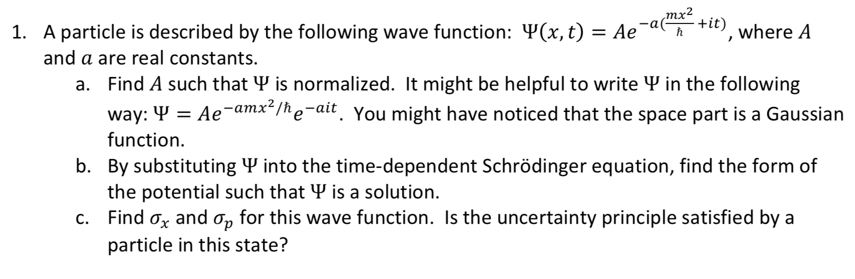 Solved 1 1. A particle is described by the following wave | Chegg.com