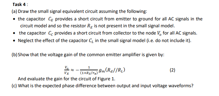 Solved Task 4: (a) Draw the small signal equivalent circuit | Chegg.com