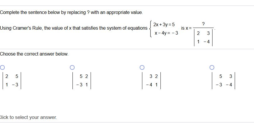 Solved Complete the sentence below by replacing? with an | Chegg.com