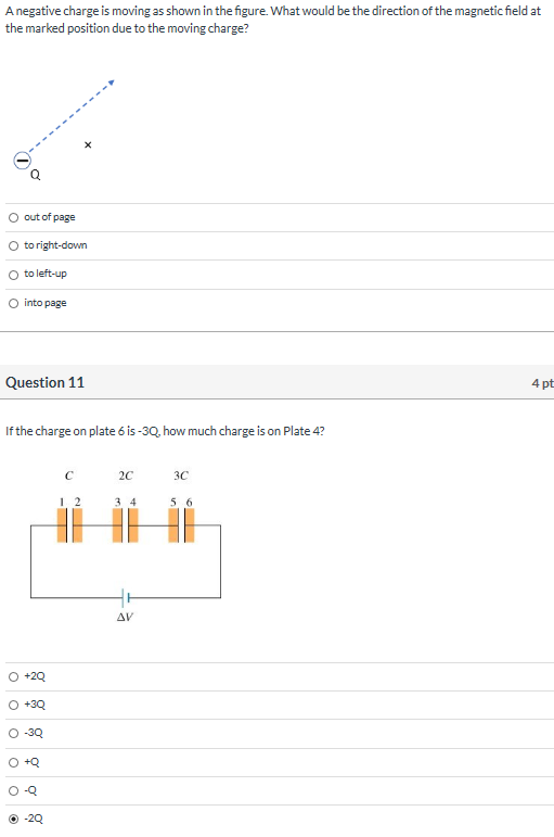 Solved A negative charge is moving as shown in the figure. | Chegg.com