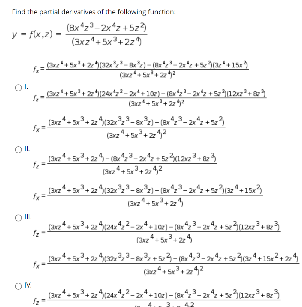 Solved Find The Partial Derivatives Of The Following | Chegg.com