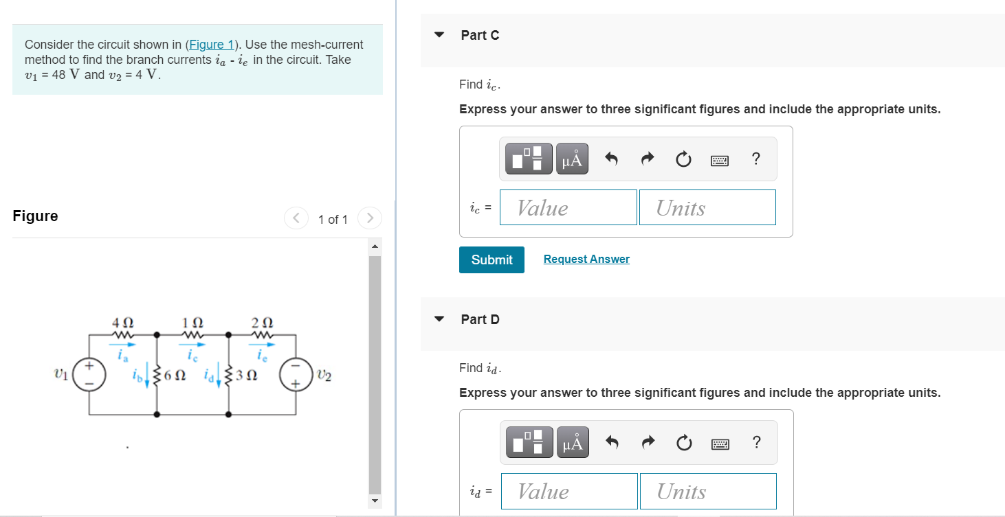 Solved Part A Consider the circuit shown in (Figure 1). Use | Chegg.com