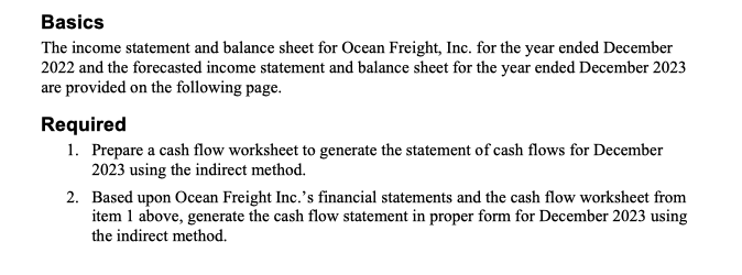 Ocean Freight, Inc. Income Statement For year ended, | Chegg.com