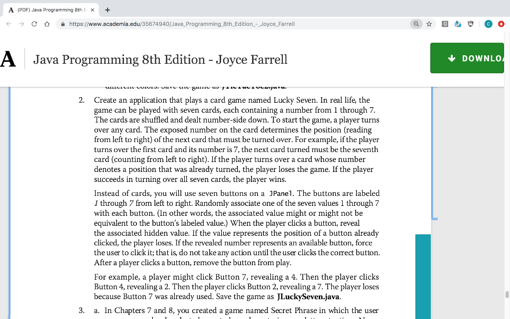 joyce farrell java programming 7th edition pdf