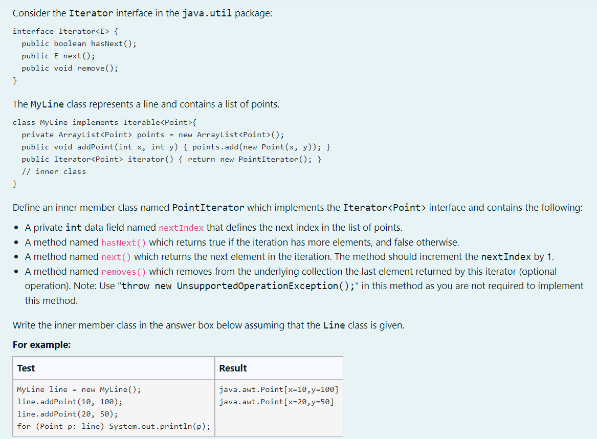 Solved Consider the Iterator interface in the java.util | Chegg.com