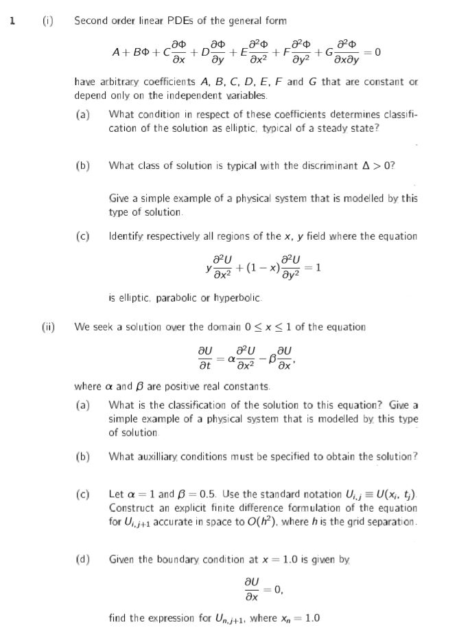 Solved 1 Second order linear PDEs of the general form ay ax2 | Chegg.com