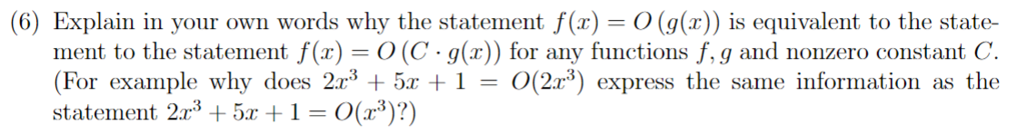 Solved (6) Explain in your own words why the statement | Chegg.com