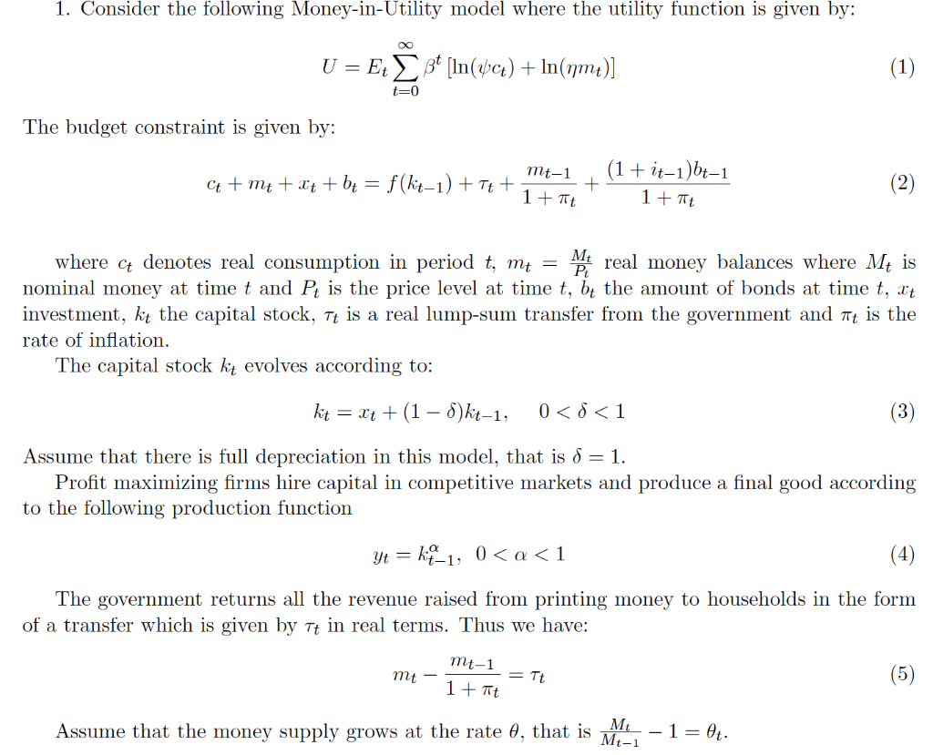 (i) Set up the optimization problem and derive the | Chegg.com