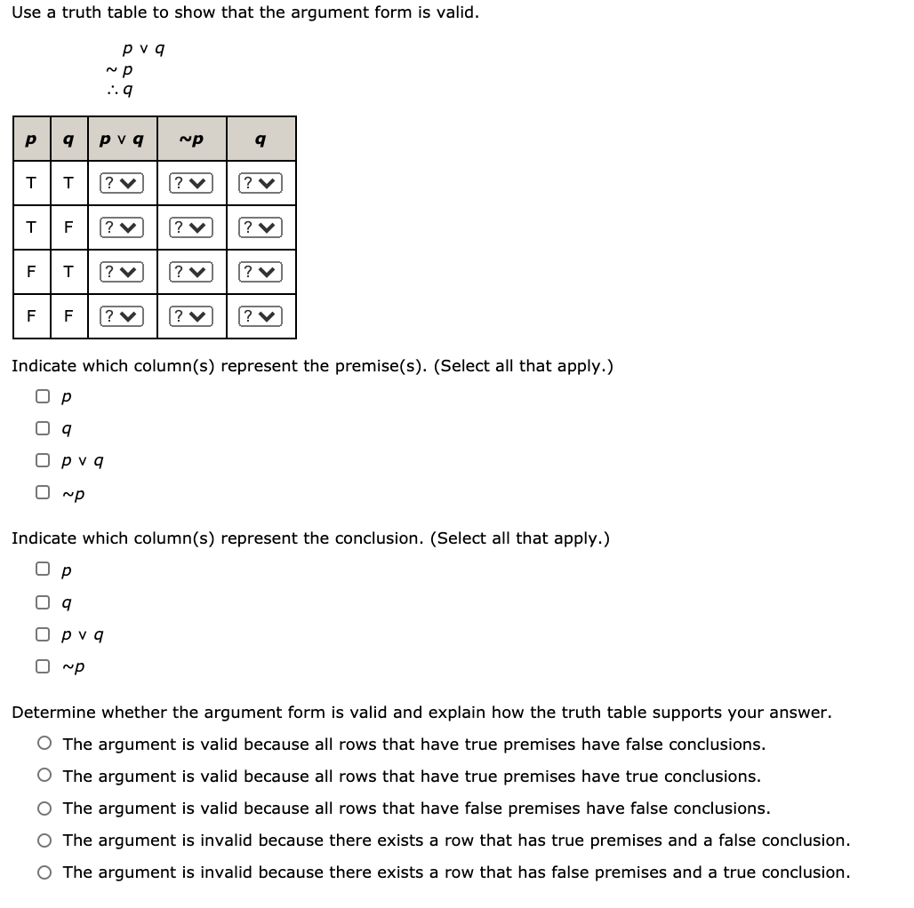 Solved Use a truth table to show that the argument form is | Chegg.com