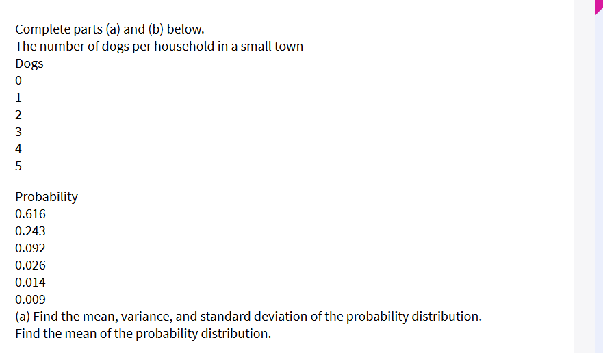 Solved Complete Parts (a) And (b) Below. The Number Of Dogs | Chegg.com