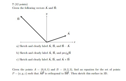 Solved 7 (12 Points) Given The Following Vectors A And B: A) | Chegg.com