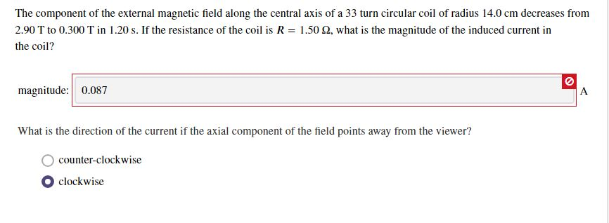 Solved The component of the external magnetic field along | Chegg.com