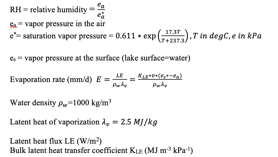 Solved Calculate the latent heat flux and evaporation (or