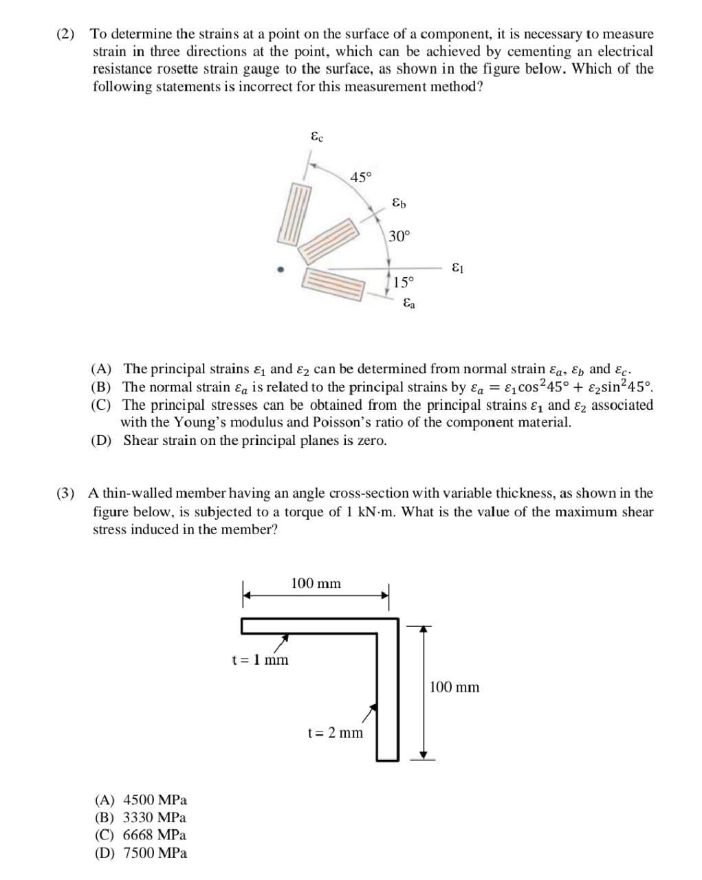 Solved (1) For The 2D Stress State In The Figure Below, | Chegg.com