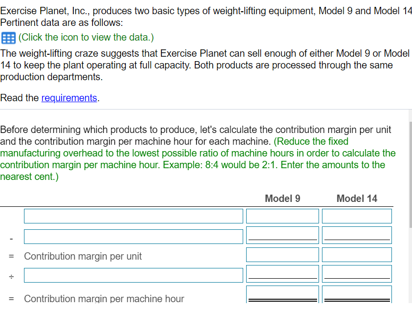 Solved Exercise Planet Inc Produces Two Basic Types Of Chegg