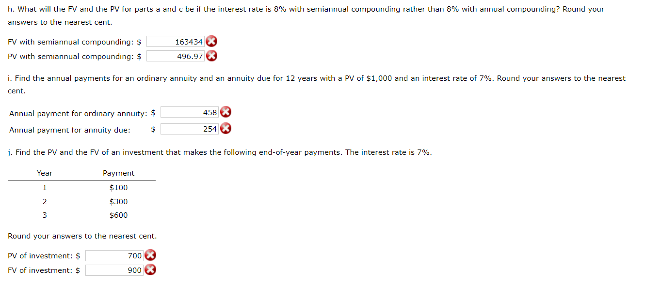 h. What will the FV and the PV for parts a and c be | Chegg.com