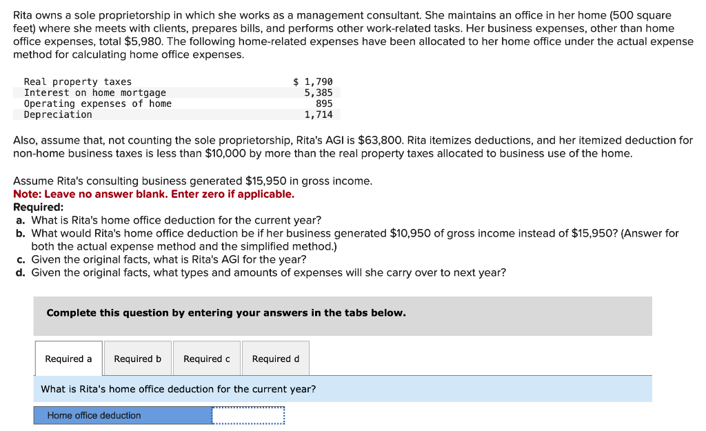Solved Rita owns a sole proprietorship in which she works as
