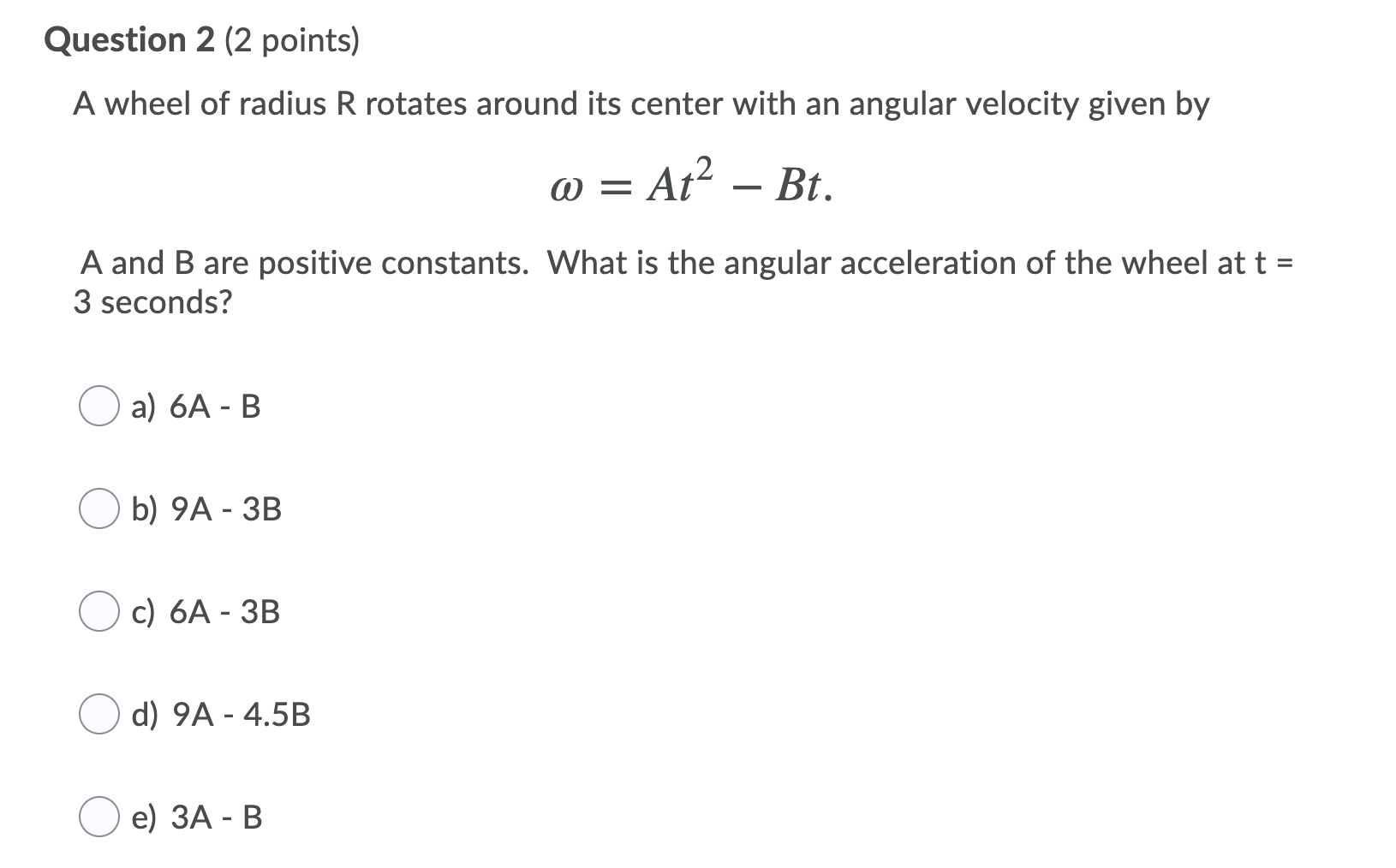 Solved Question 2 (2 points) A wheel of radius R rotates | Chegg.com