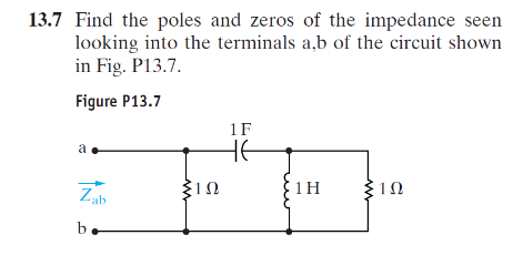 Solved 13.7 Find the poles and zeros of the impedance seen | Chegg.com