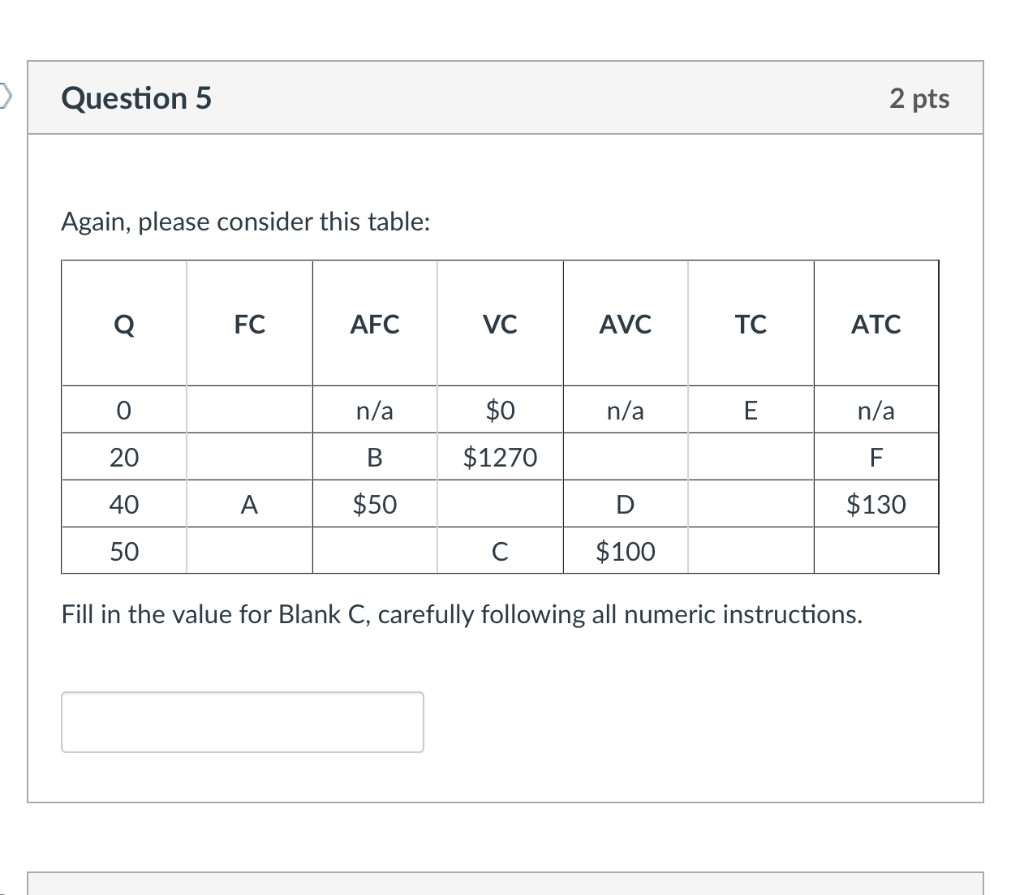 Solved For the next six questions, consider this table: Fill | Chegg.com