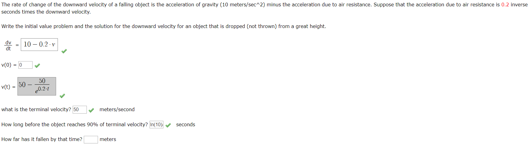 Solved The rate of change of the downward velocity of a Chegg