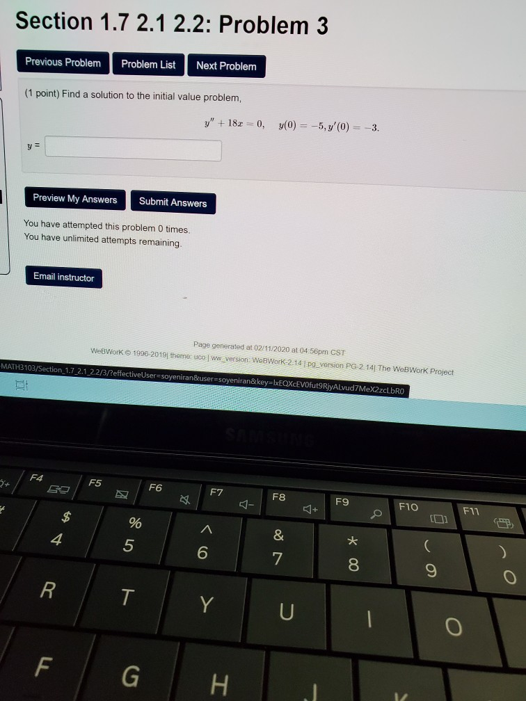 Solved Section 1.7 2.1 2.2: Problem 3 Previous Problem Next | Chegg.com