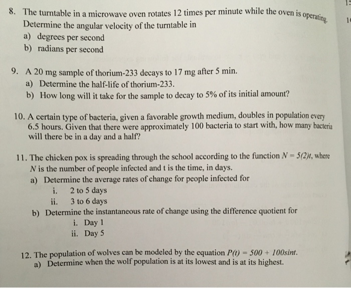Solved 8. The turntable in a microwave oven rotates 12 times