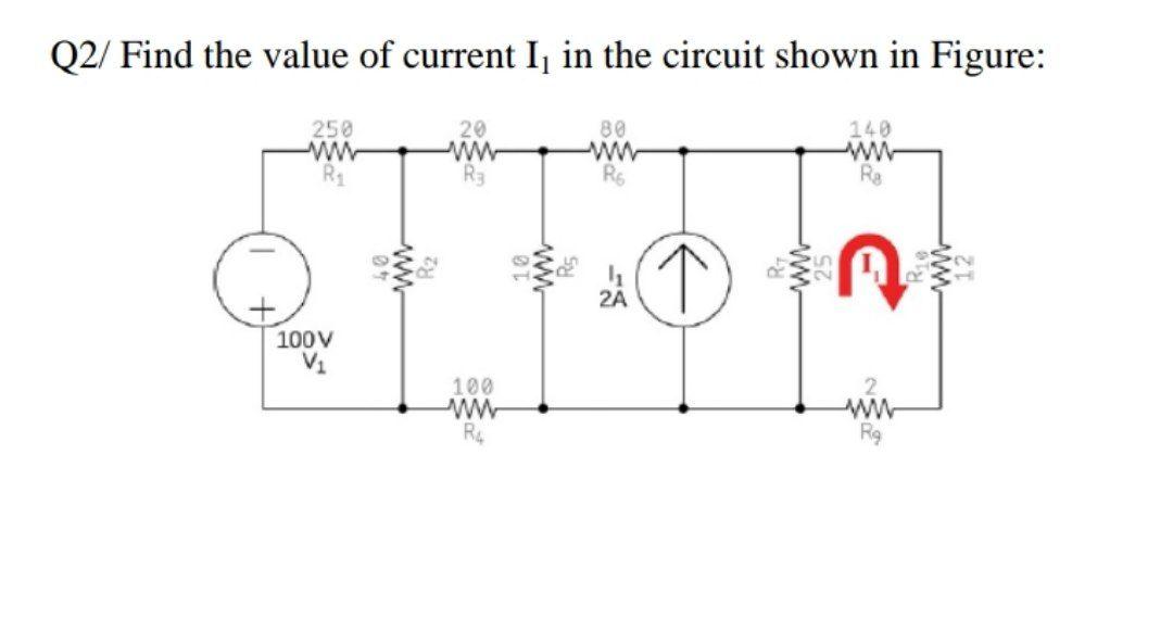 Solved Q2/ Find the value of current I1 in the circuit shown | Chegg.com