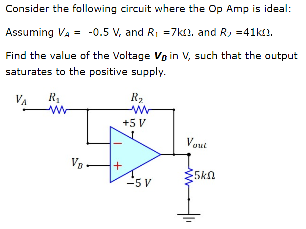 Solved Consider the following circuit where the Op Amp is | Chegg.com