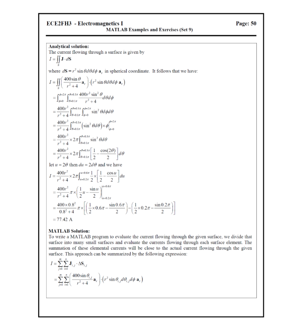 Solved Page: 50 ECE2FH3 - Electromagnetics I MATLAB Examples | Chegg.com