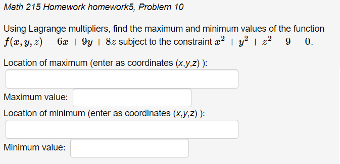 Solved Math 215 Homework homework5, Problem 10 Using | Chegg.com