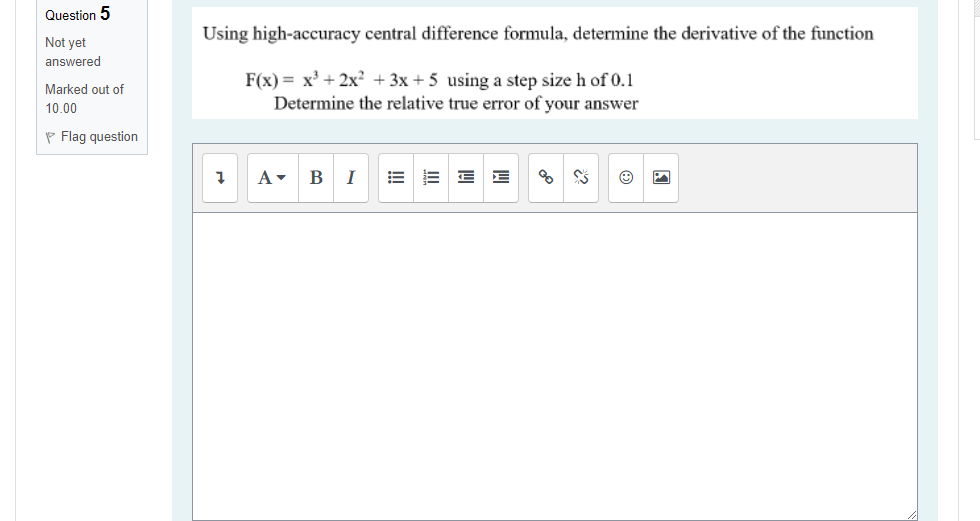 Solved Question 5 Using high-accuracy central difference | Chegg.com