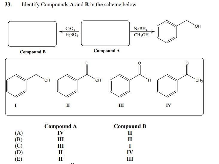 Solved 33. Identify Compounds A And B In The Scheme Below OH | Chegg.com