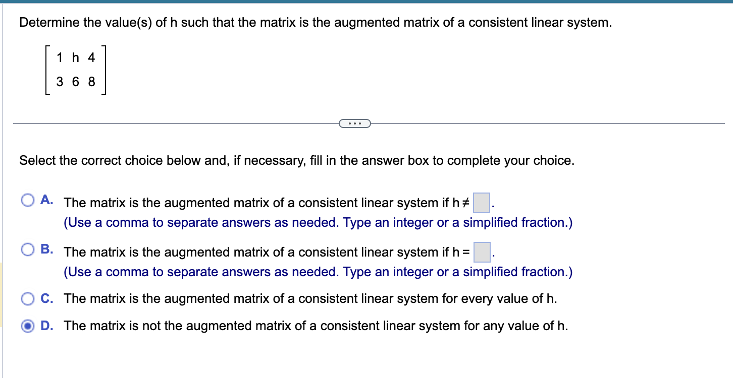 Solved Determine the value(s) of h such that the matrix is | Chegg.com