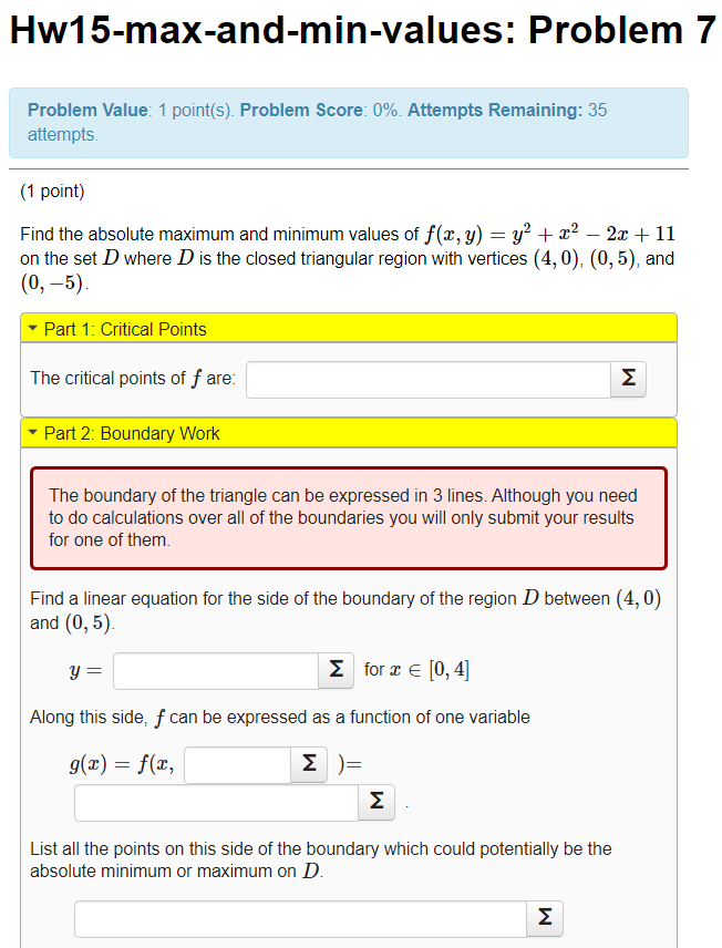Solved Hw15-max-and-min-values: Problem 7 Problem Value: 1 | Chegg.com