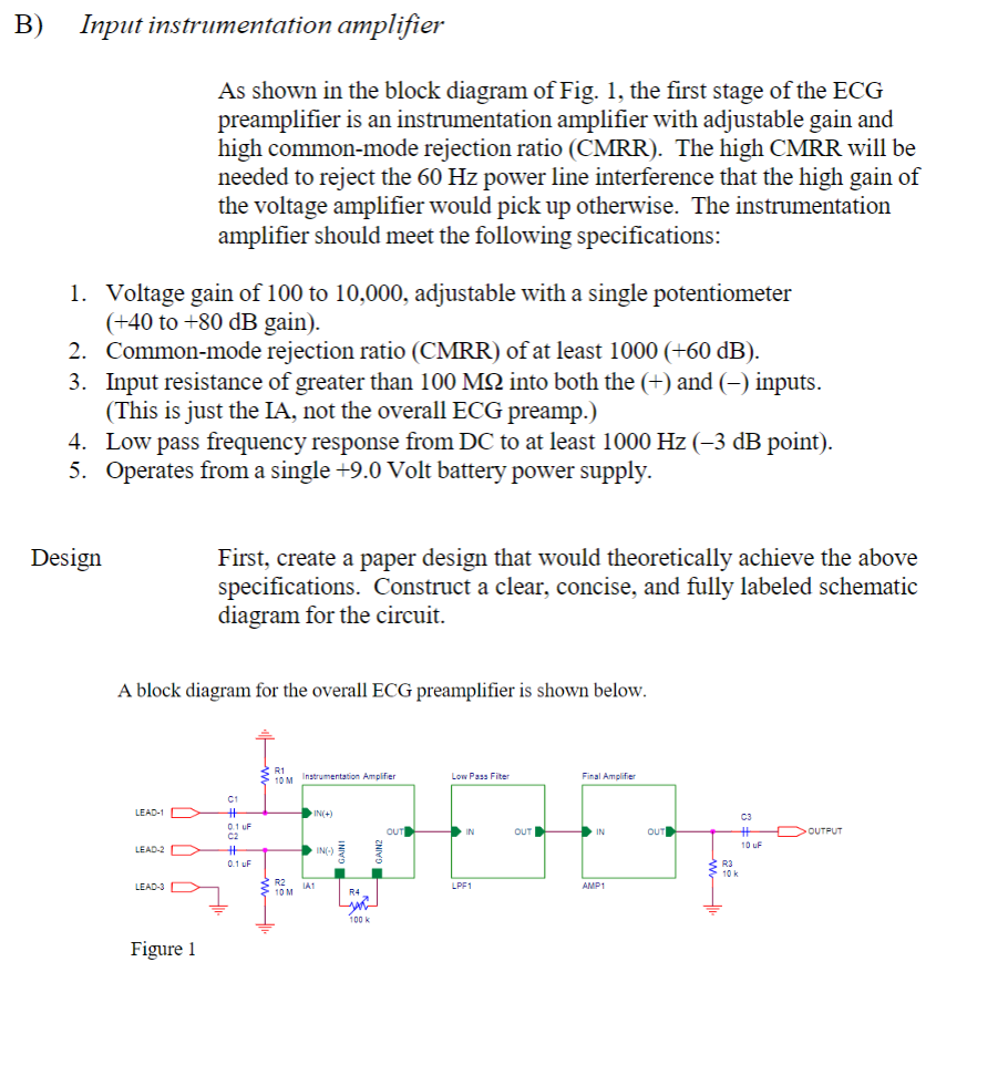 Solved B) Input Instrumentation Amplifier As Shown In The | Chegg.com