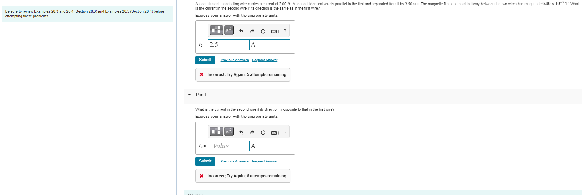 Solved Be sure to review Examples 28.3 and 28.4 (Section | Chegg.com