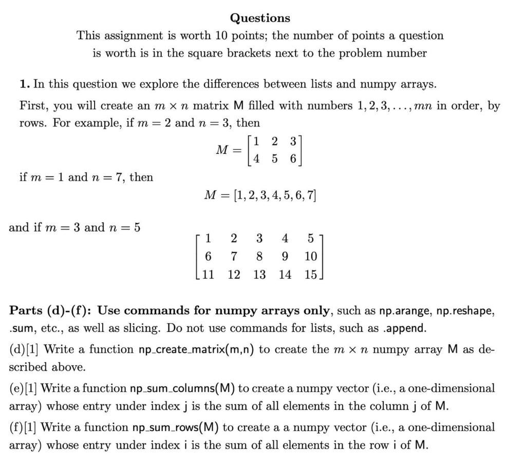 Solved Questions This assignment is worth 10 points; the | Chegg.com
