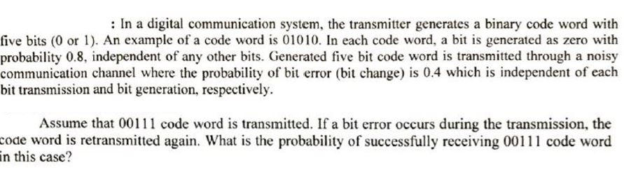 Solved : In a digital communication system, the transmitter | Chegg.com