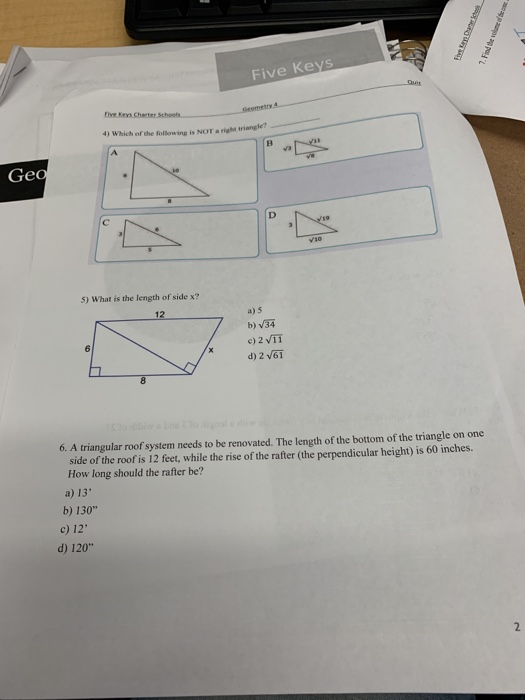 Solved Five Keys Ques. Geometry 4 Five Keys Charter Schools | Chegg.com